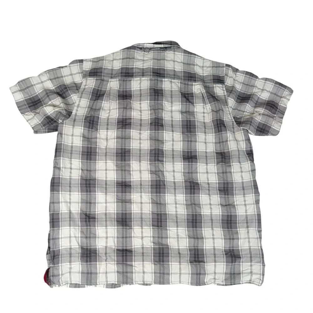 The North Face Mens Grey White Plaid Short Sleeve Hiking Button Up Shirt XL